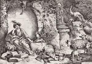 Circe con compañeros de Ulises transformados en animales